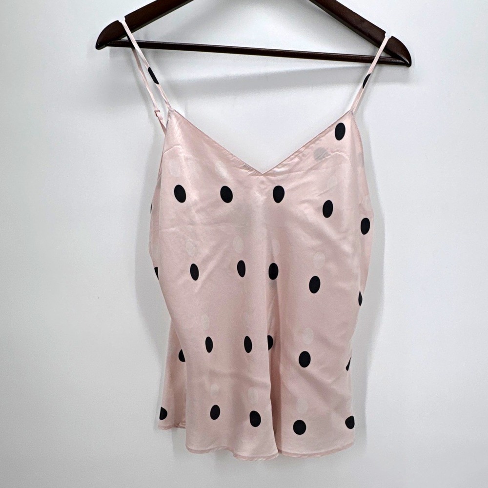 Victoria's Secret Pink Satin Polka Dot Camisole Adjustable Straps Size M